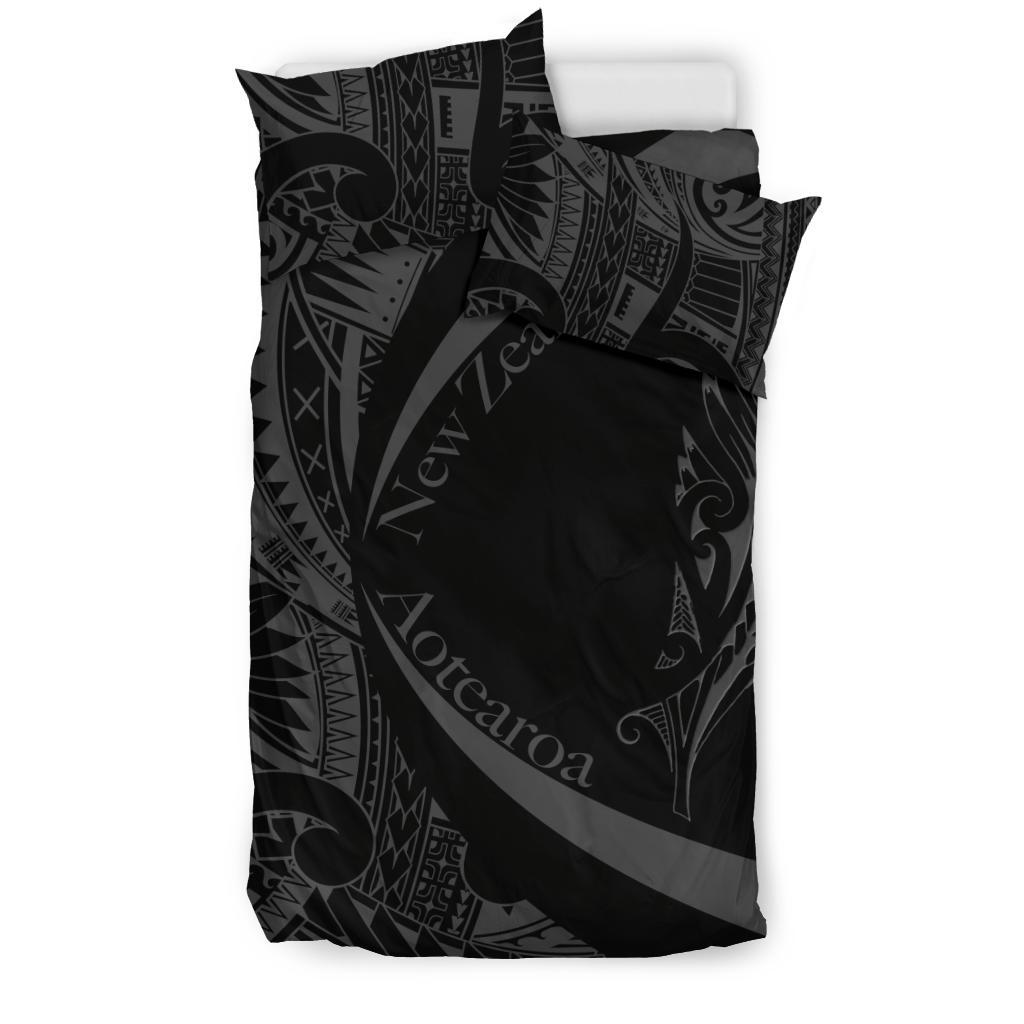 New Zealand Silver Fern Bedding Set Maori Tattoo Circle Style - Vibe Hoodie Shop