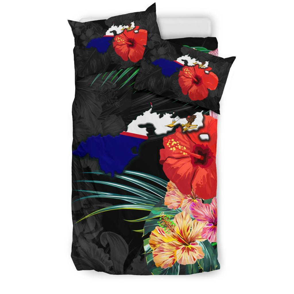 American Samoa Map - Hibiscus Bedding Set - Vibe Hoodie Shop