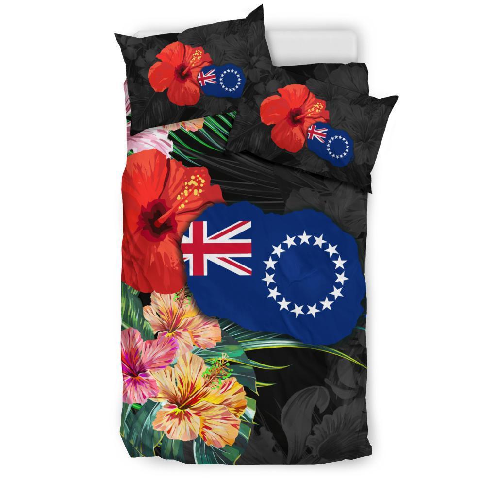 Cook Islands Map - Hibiscus Bedding Set - Vibe Hoodie Shop