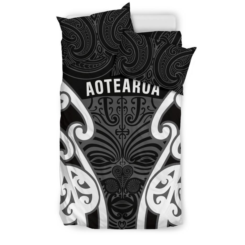 Aotearoa Bedding Set Maori Moko Black White - Vibe Hoodie Shop