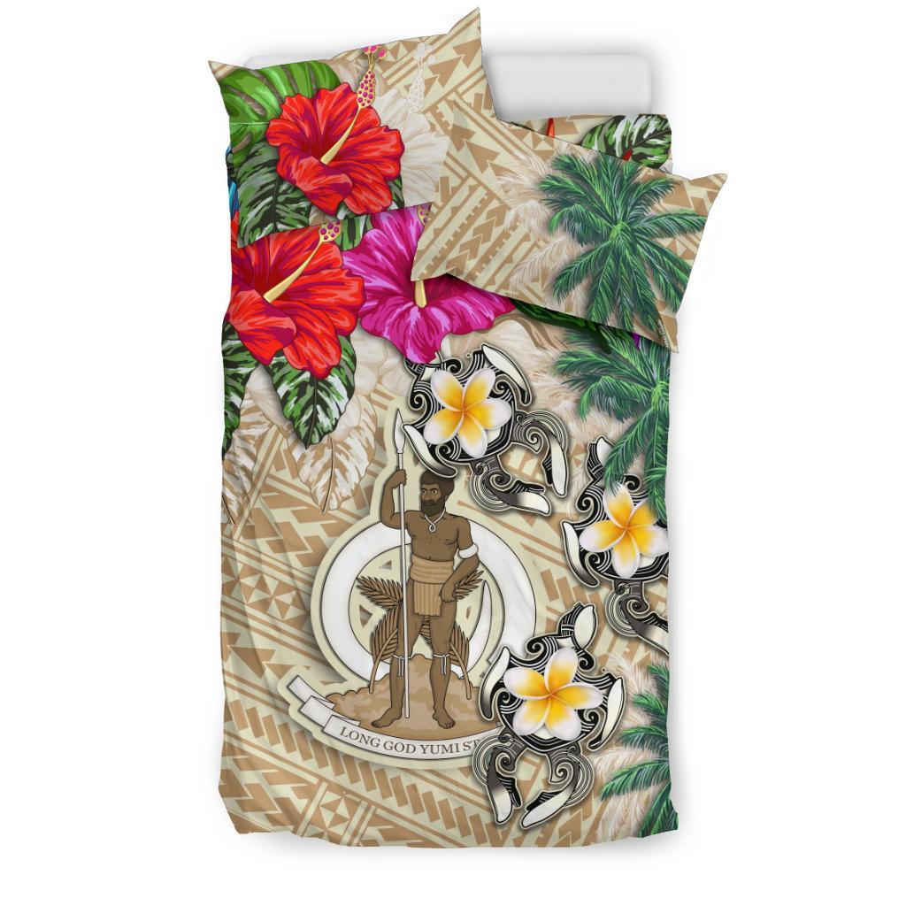 Vanuatu Bedding Set - Hibiscus Turtle Tattoo Beige - Vibe Hoodie Shop