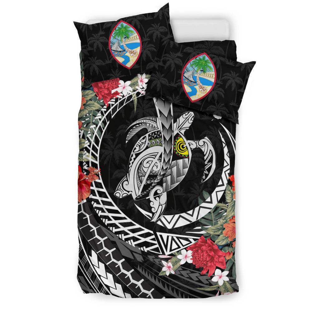 Guam Bedding Set - Polynesia Map Turtle Hibiscus - Vibe Hoodie Shop