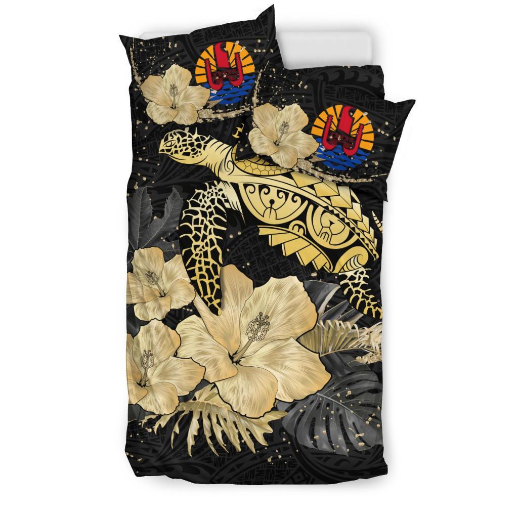 Tahiti Bedding Set - Turtle Hibiscus Gold Special - Vibe Hoodie Shop