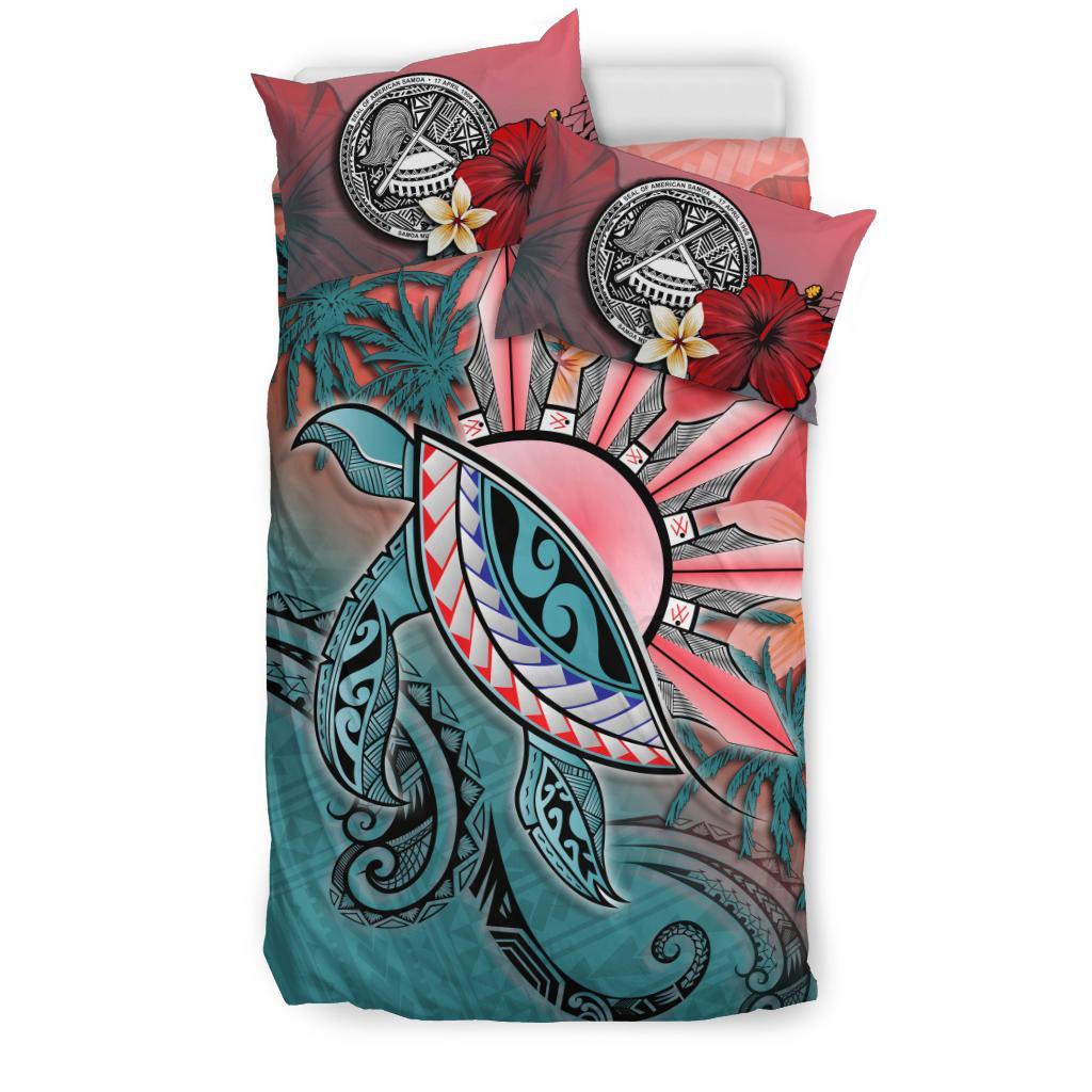 American Samoa Bedding Set - Polynesian Turtle and Sun - Vibe Hoodie Shop