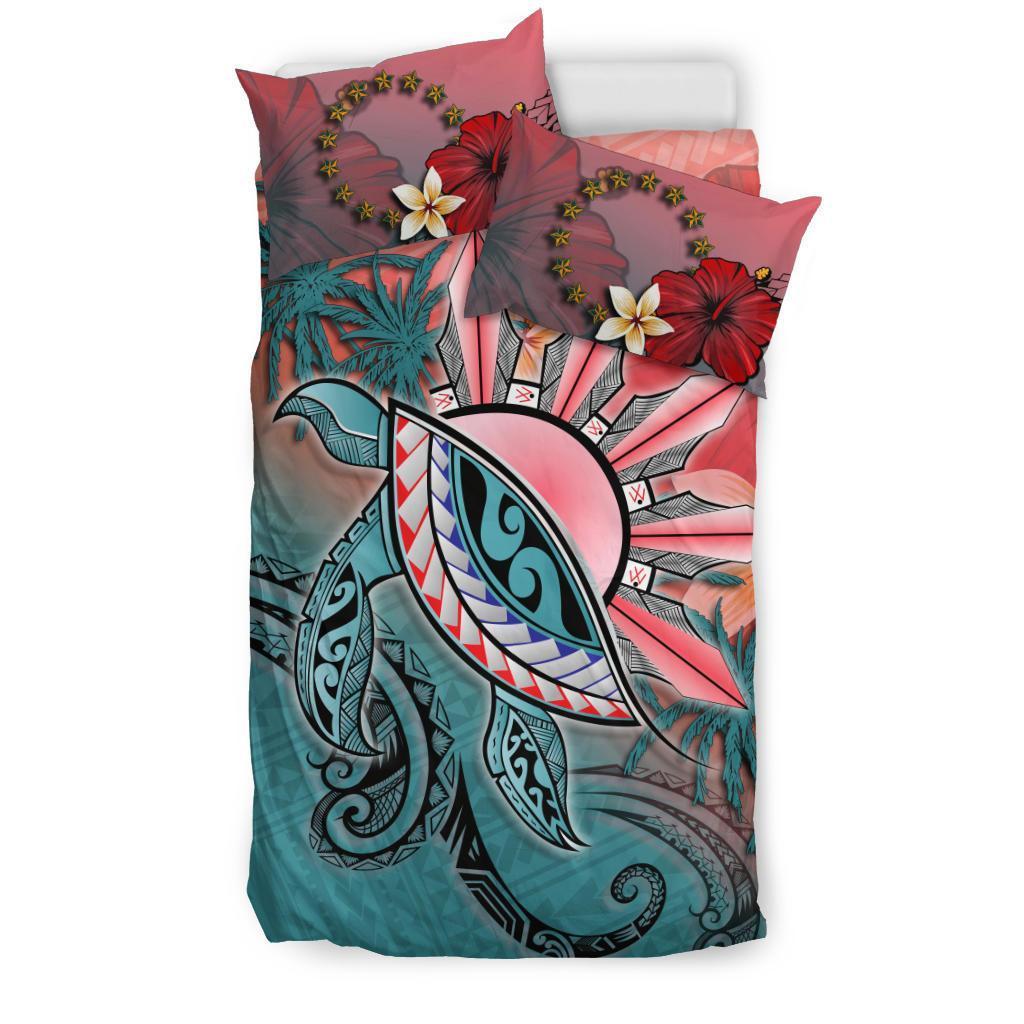 Cook Islands Bedding Set - Polynesian Turtle and Sun - Vibe Hoodie Shop