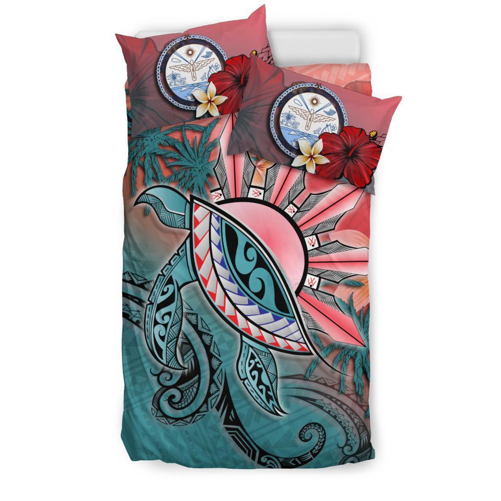 Marshall Islands Bedding Set - Polynesian Turtle and Sun - Vibe Hoodie Shop