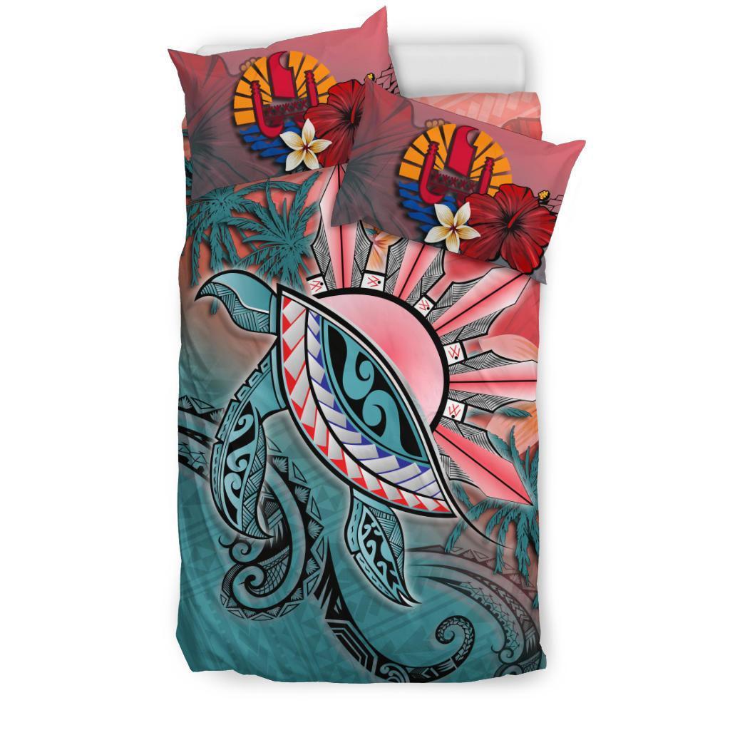 Tahiti Bedding Set - Polynesian Turtle and Sun - Vibe Hoodie Shop