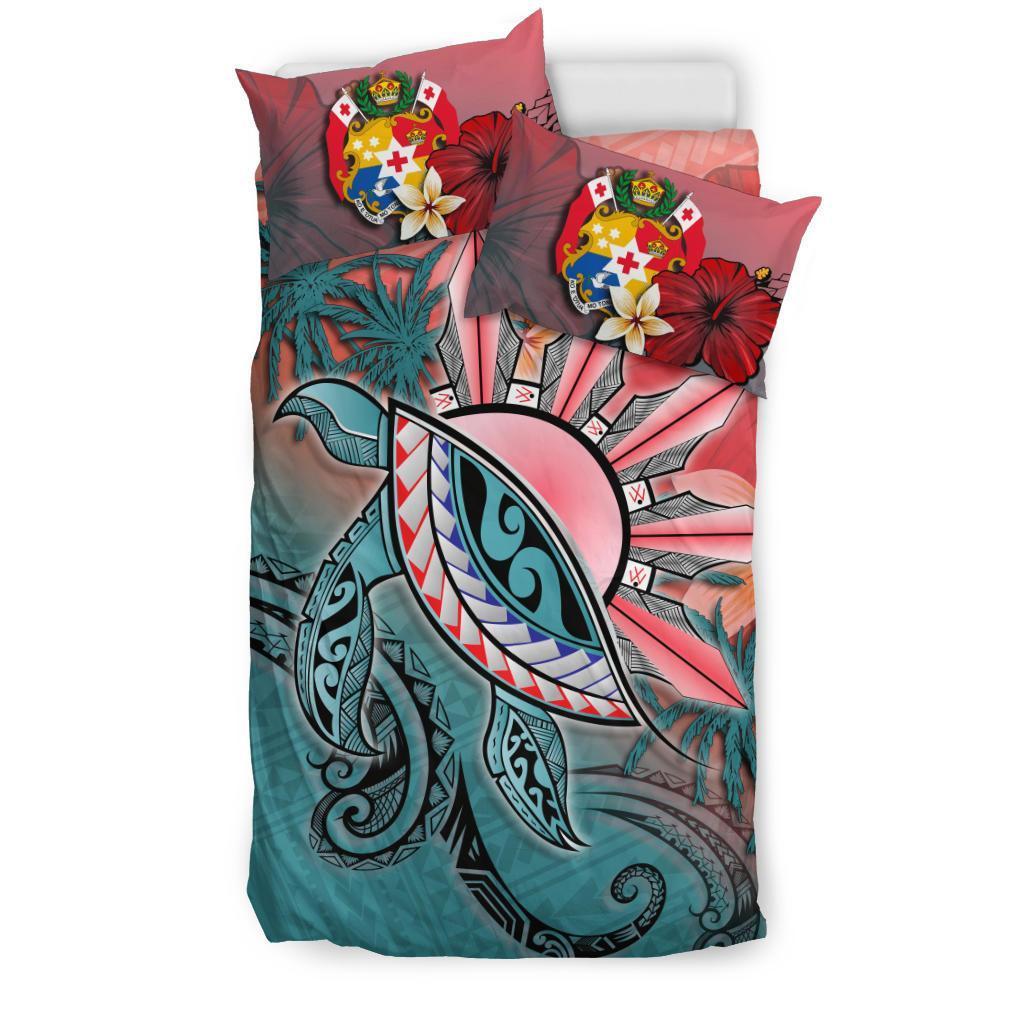 Tongan Bedding Set - Polynesian Turtle And Sun - Vibe Hoodie Shop