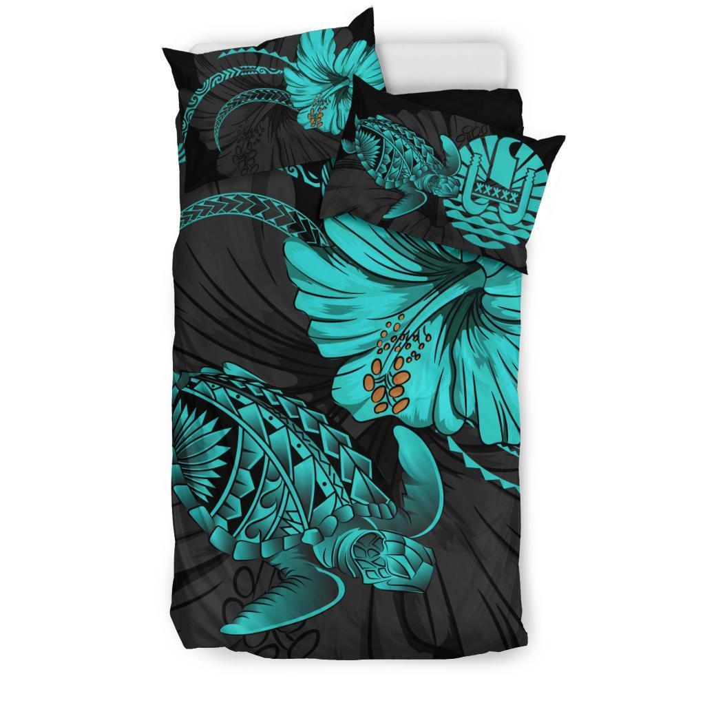 Tahiti Turtle Acacia Hibiscus Poly Bedding Set - Vibe Hoodie Shop