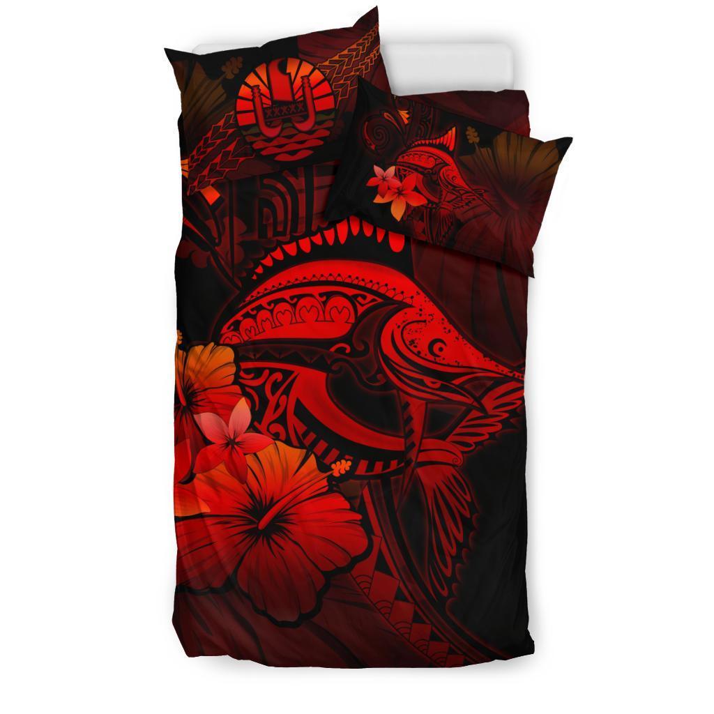 Tahiti Bedding Set - Red Marlin and Hibiscus - Vibe Hoodie Shop