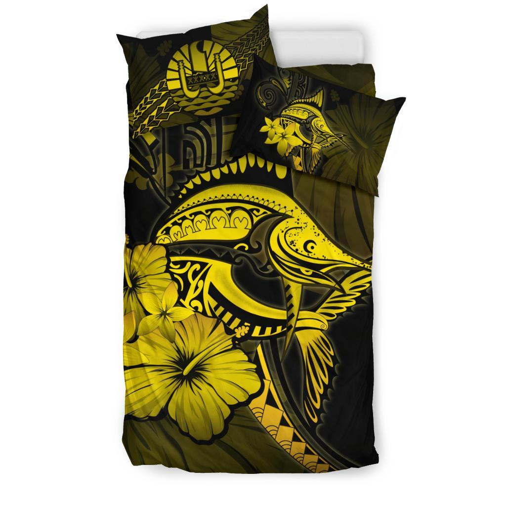 Tahiti Bedding Set - Yellow Marlin and Hibiscus - Vibe Hoodie Shop