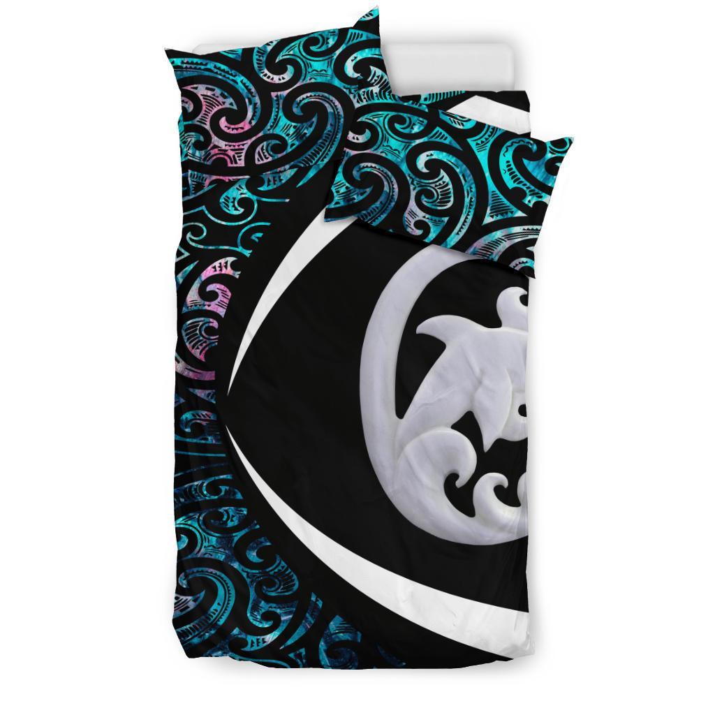 Aotearoa Maori Dolphin Bedding Set, Koru Aihe Paua Shell Duvet Covers - Vibe Hoodie Shop