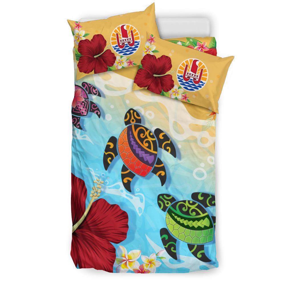 Tahiti Duvet Covers - Turtle Polynesian Hibiscus - Vibe Hoodie Shop