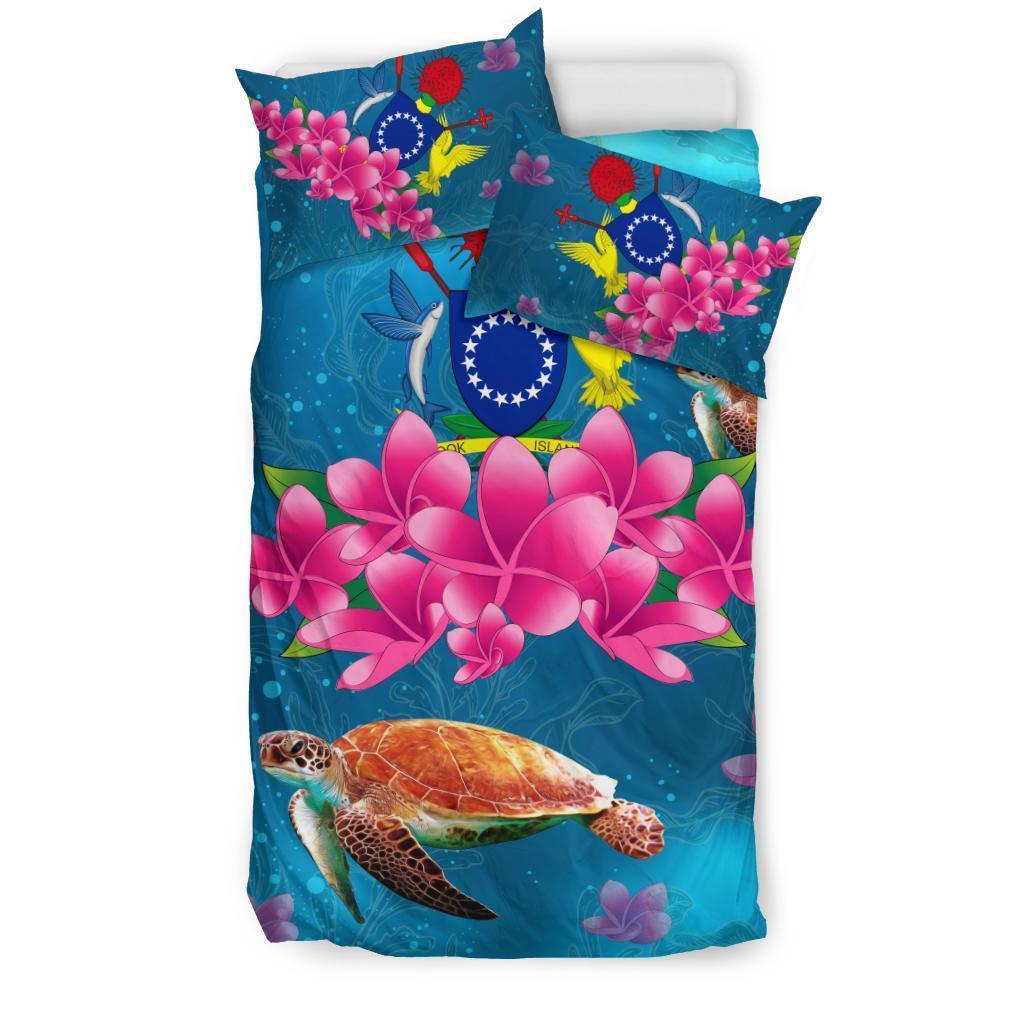 Cook Islands Plumeria Kanaka Turtle Sea Bedding Set - AH - Vibe Hoodie Shop