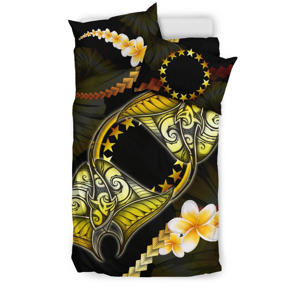 Cook Islands Bedding Set Plumeria - Polynesian Manta Ray Yellow - Vibe Hoodie Shop