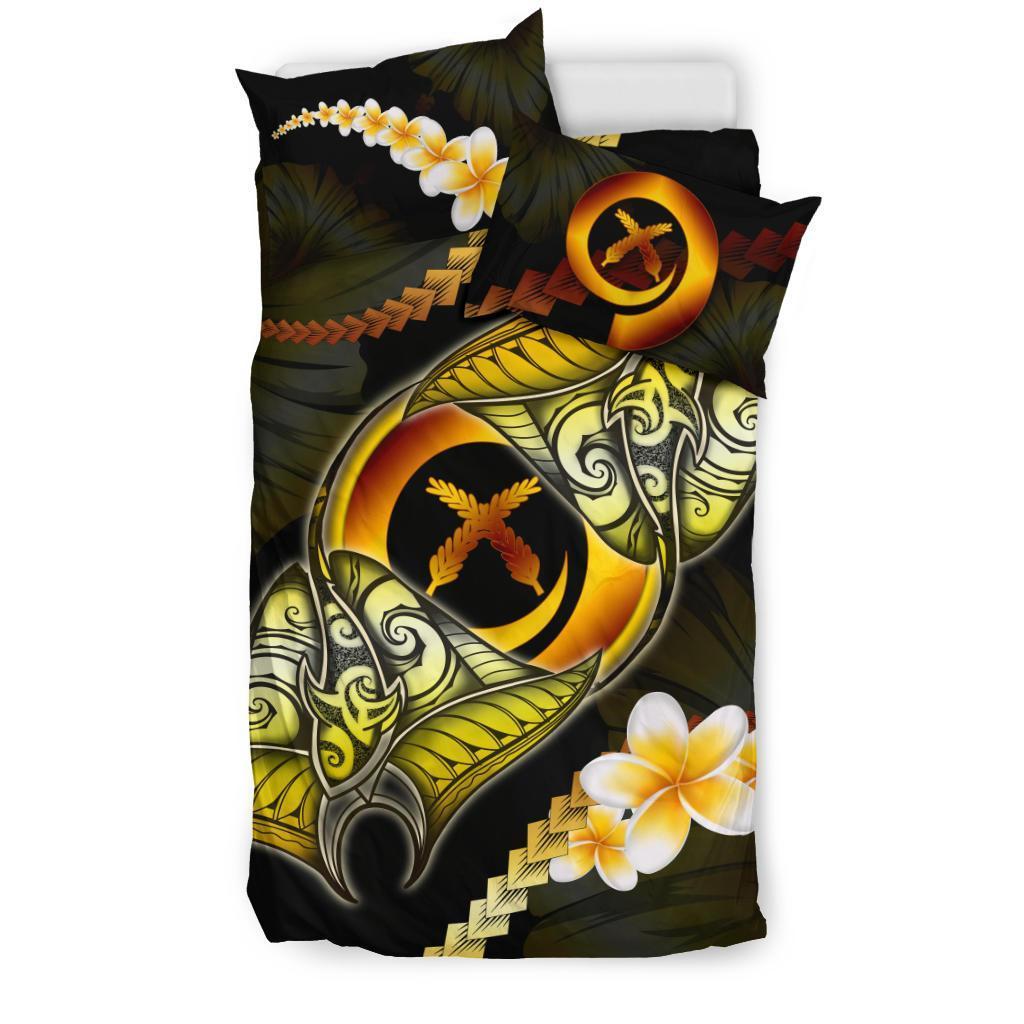 Vanuatu Bedding Set Plumeria - Polynesian Manta Ray Yellow - Vibe Hoodie Shop