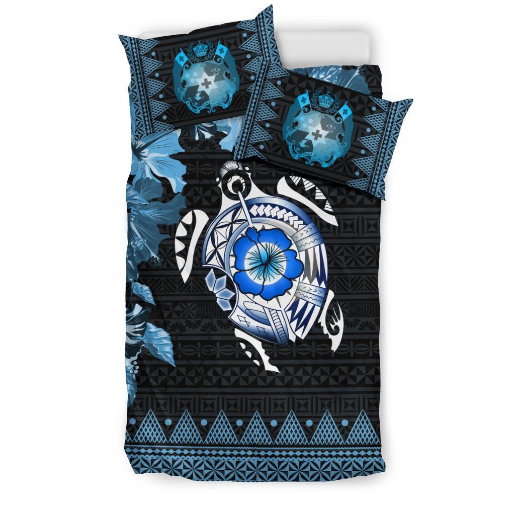 Tonga Bedding Set - Turtle Hibiscus Blue - Vibe Hoodie Shop