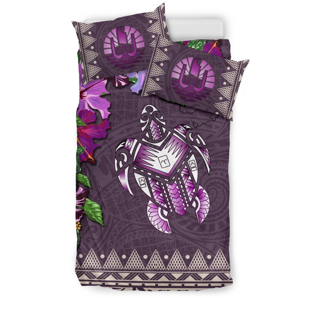 Tahiti Bedding Set - Turtle Hibiscus Purple - Vibe Hoodie Shop