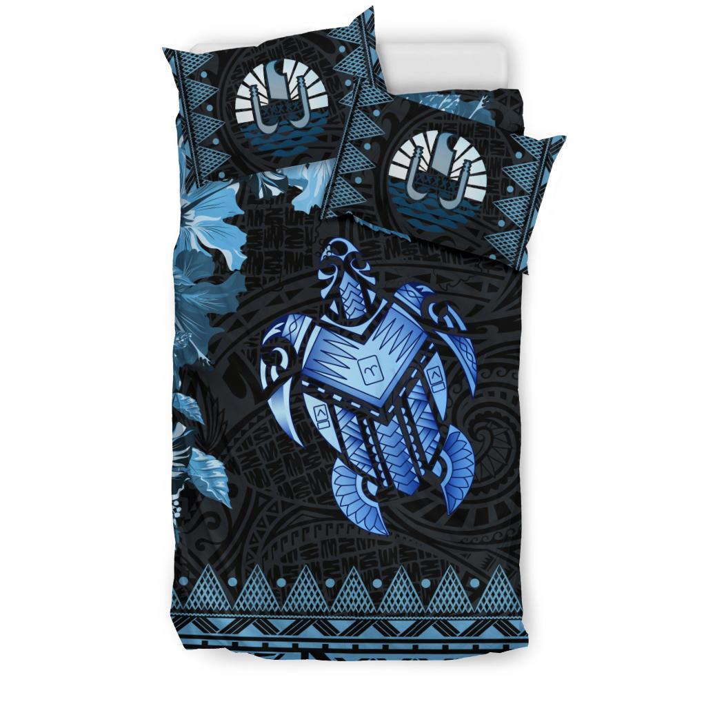 Tahiti Bedding Set - Turtle Hibiscus Blue - Vibe Hoodie Shop