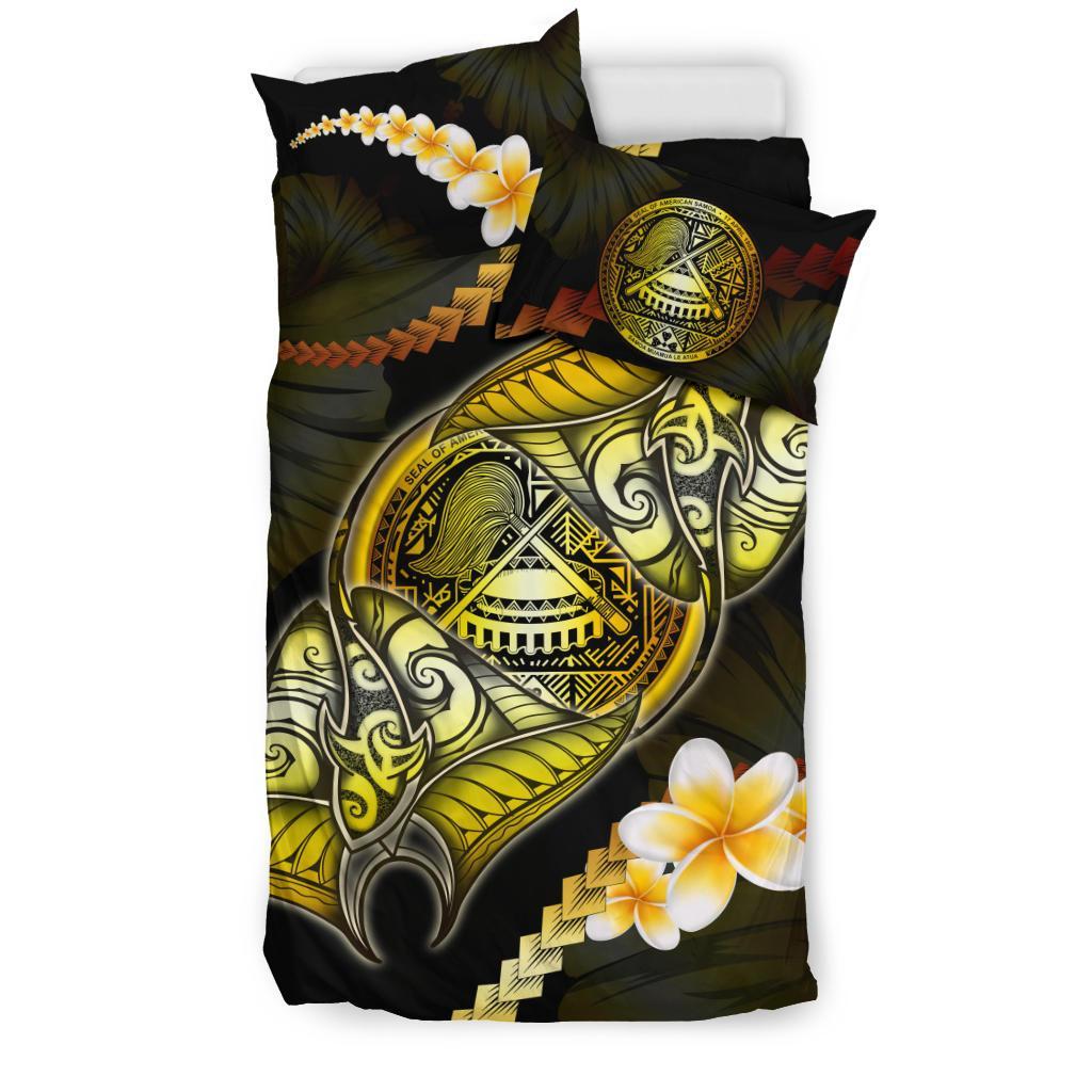 American Samoa Bedding Set - Polynesian Manta Ray Yellow - Vibe Hoodie Shop