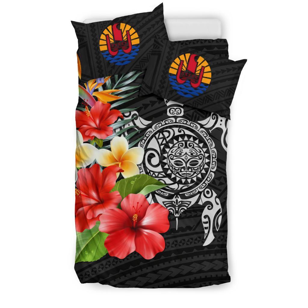 Tahiti Bedding Set - Polynesian Hibiscus And Plumeria - Vibe Hoodie Shop