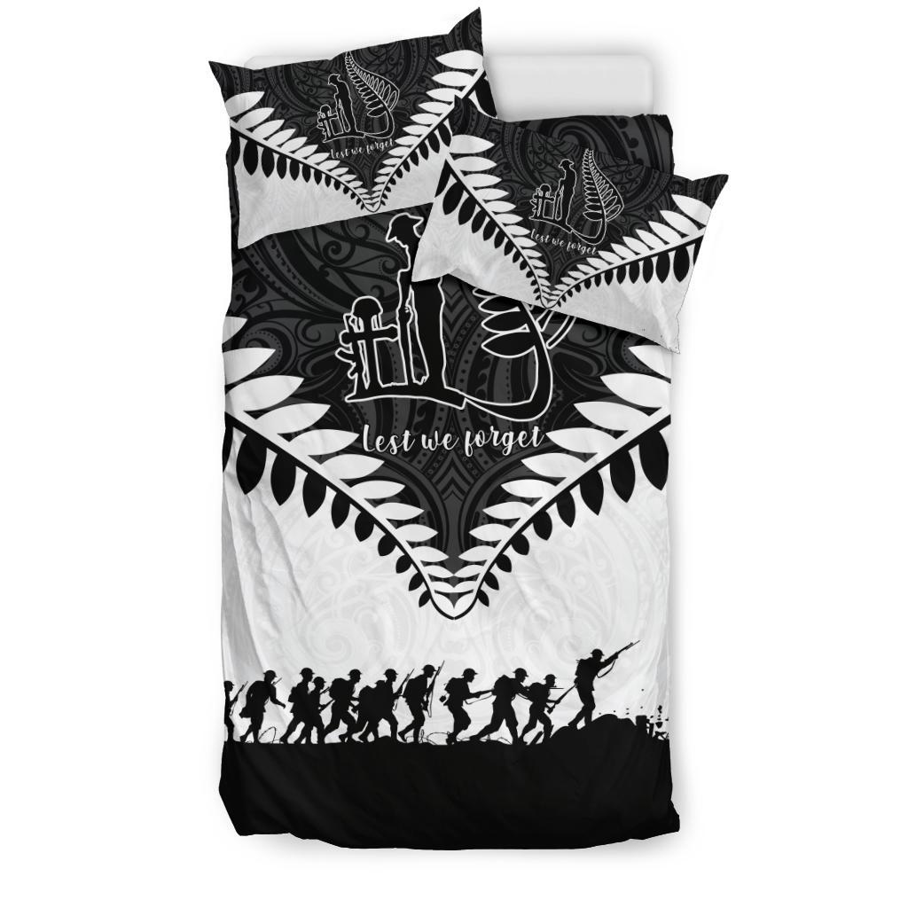 New Zealand ANZAC Bedding Set, Lest We Forget Silver Fern Duvet Cover And Pillow Case - Vibe Hoodie Shop