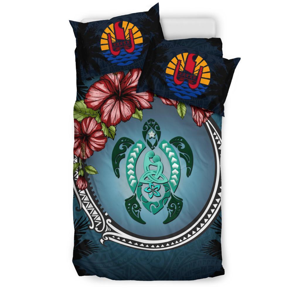 Tahiti Bedding Set - Polynesian Turtle Hibiscus Mother Son - Vibe Hoodie Shop