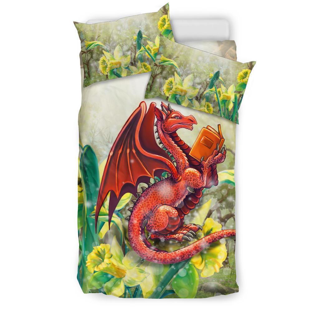 Wales Bedding Set - Dragon With Flowers - Vibe Hoodie Shop