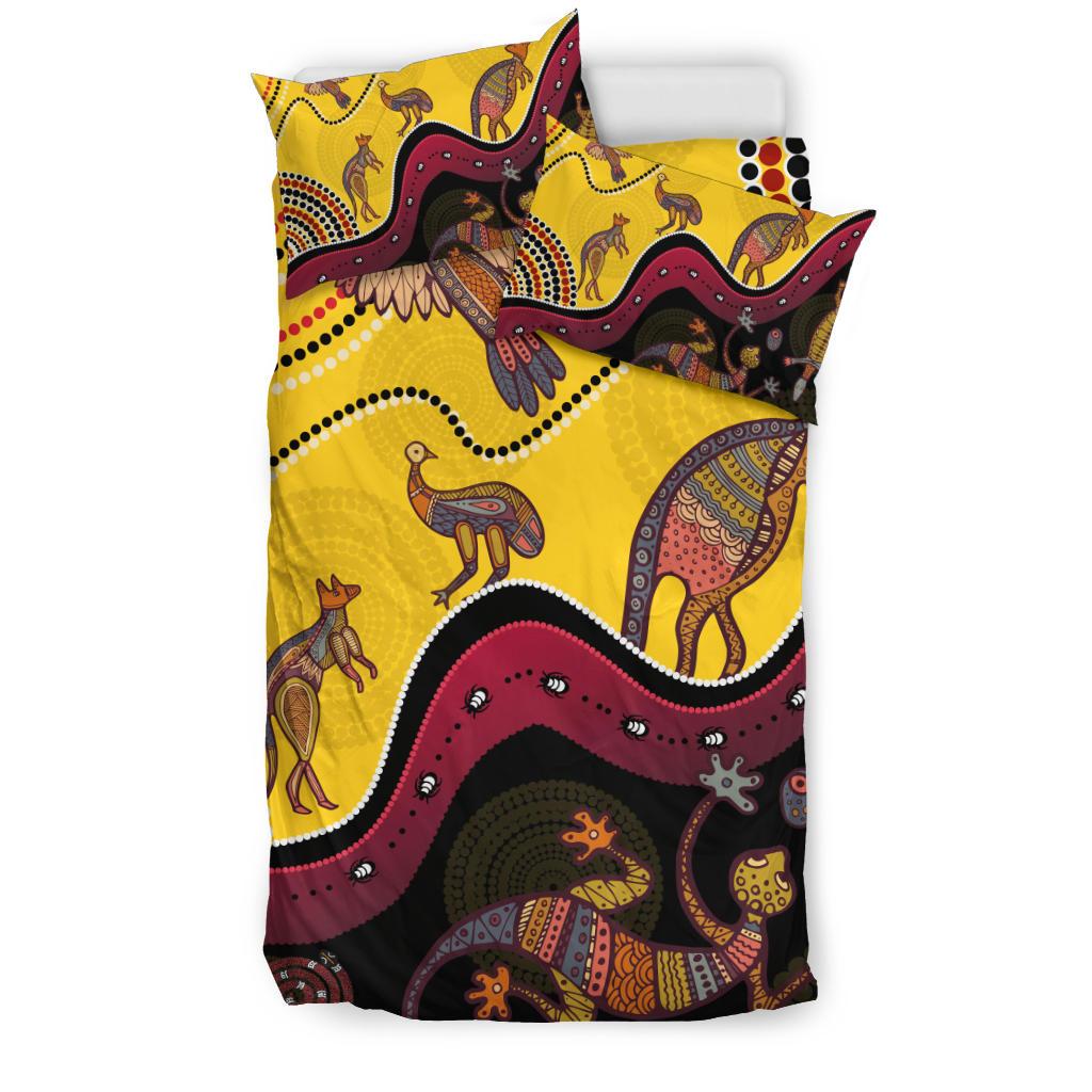 Aboriginal Bedding Set - Indigenous Animals Life Art - Vibe Hoodie Shop