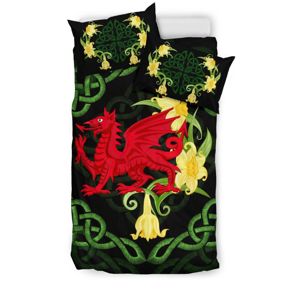 Wales Bedding Set - Dragon Daffodil Celtic - Vibe Hoodie Shop