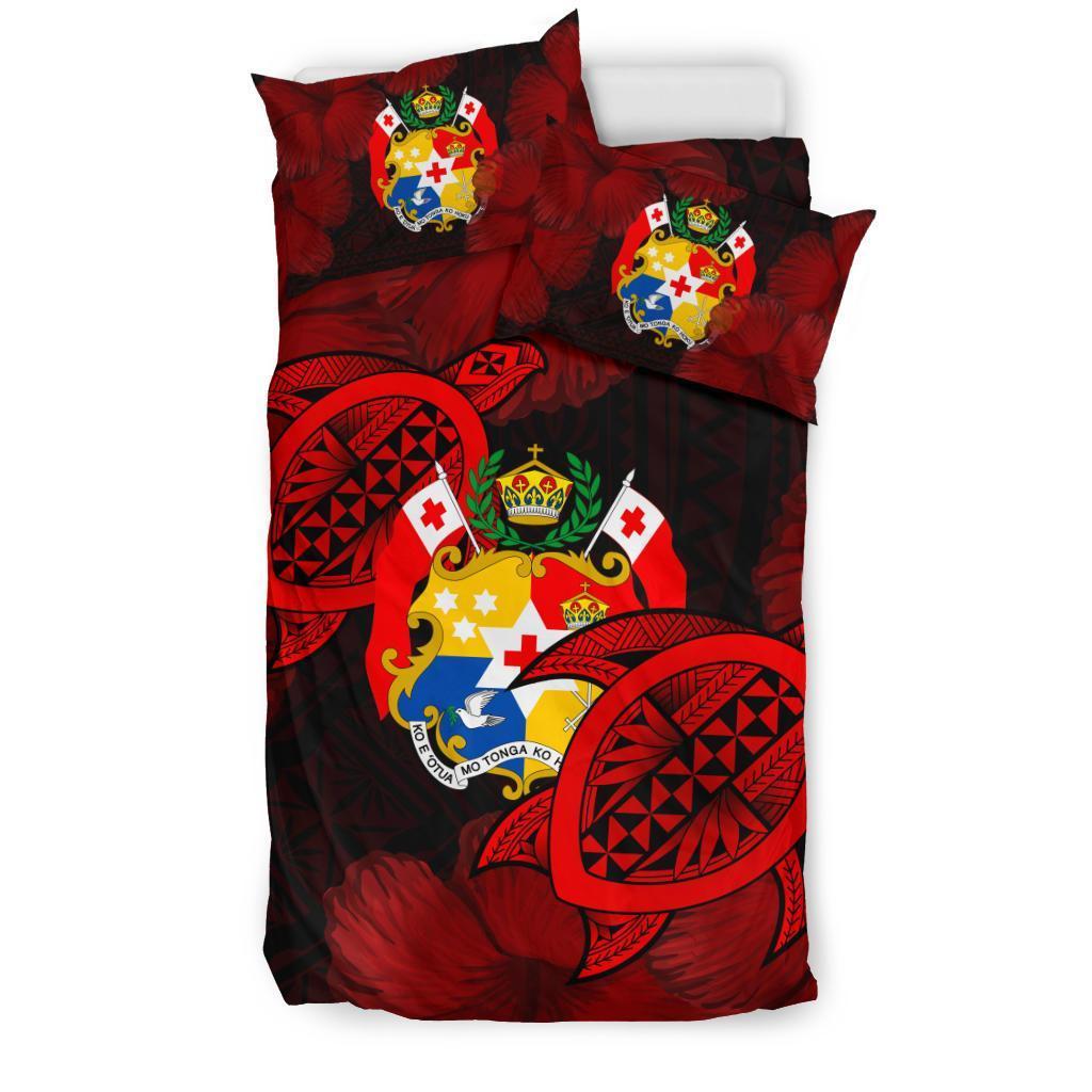 Tonga Bedding Set - Turtle Hibiscus Coat Of Arm - Ah - Vibe Hoodie Shop