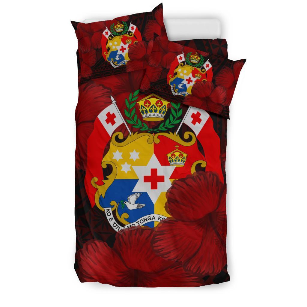 Tonga Coat Of Arm Hibiscus Bedding Set - Ah - Vibe Hoodie Shop