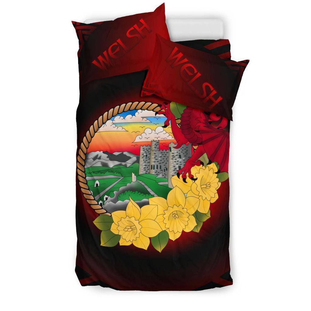 Welsh Bedding Set - Wales Dragon and Daffodil - Vibe Hoodie Shop