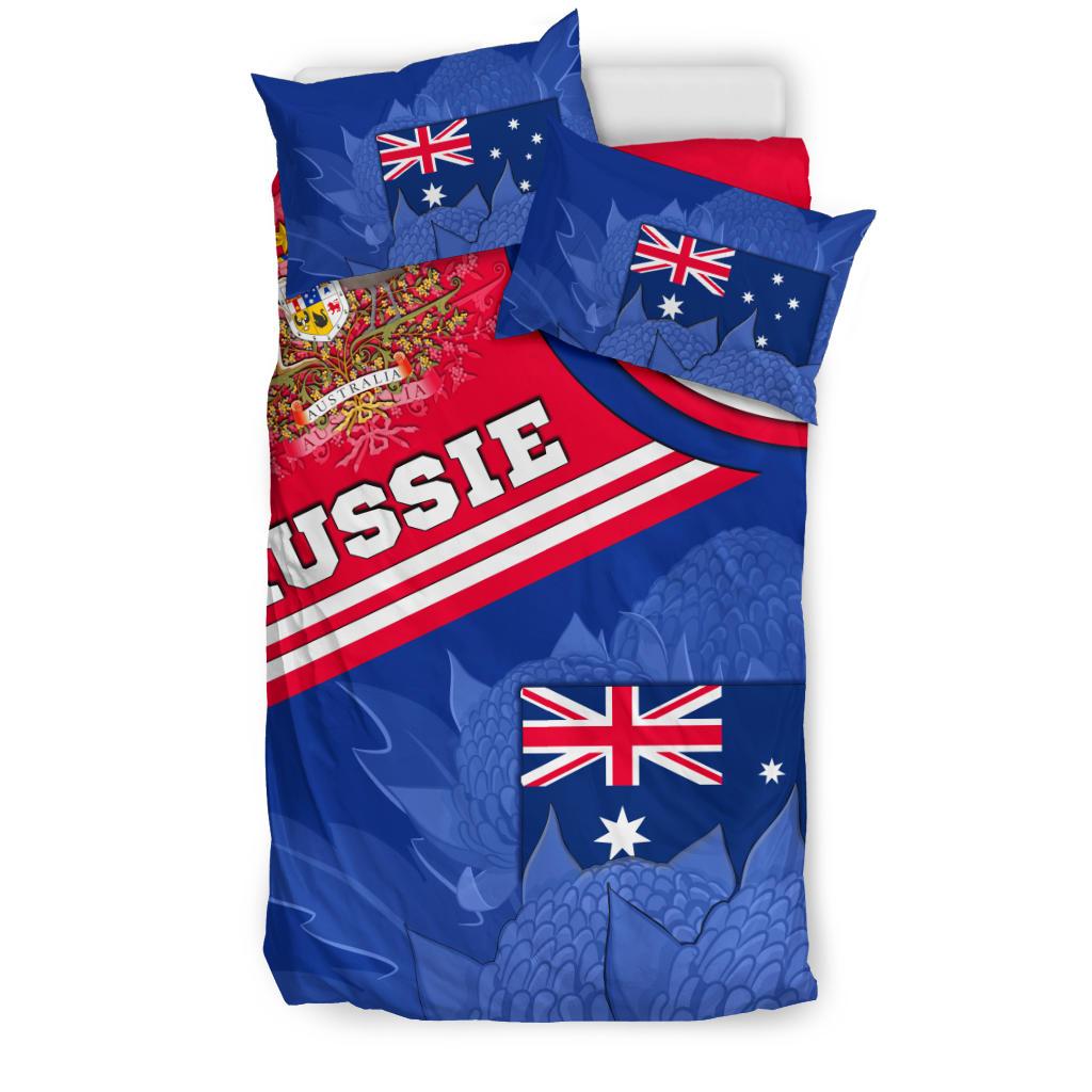 Bedding Set - Aus Flag and Coat of Arms Bedding Set Waratah Flowers - Vibe Hoodie Shop