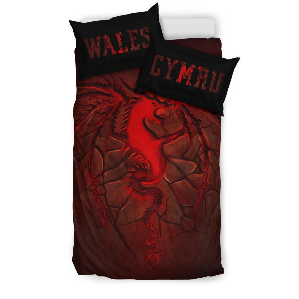 Wales Bedding Set, Welsh Dragon Lava - Vibe Hoodie Shop