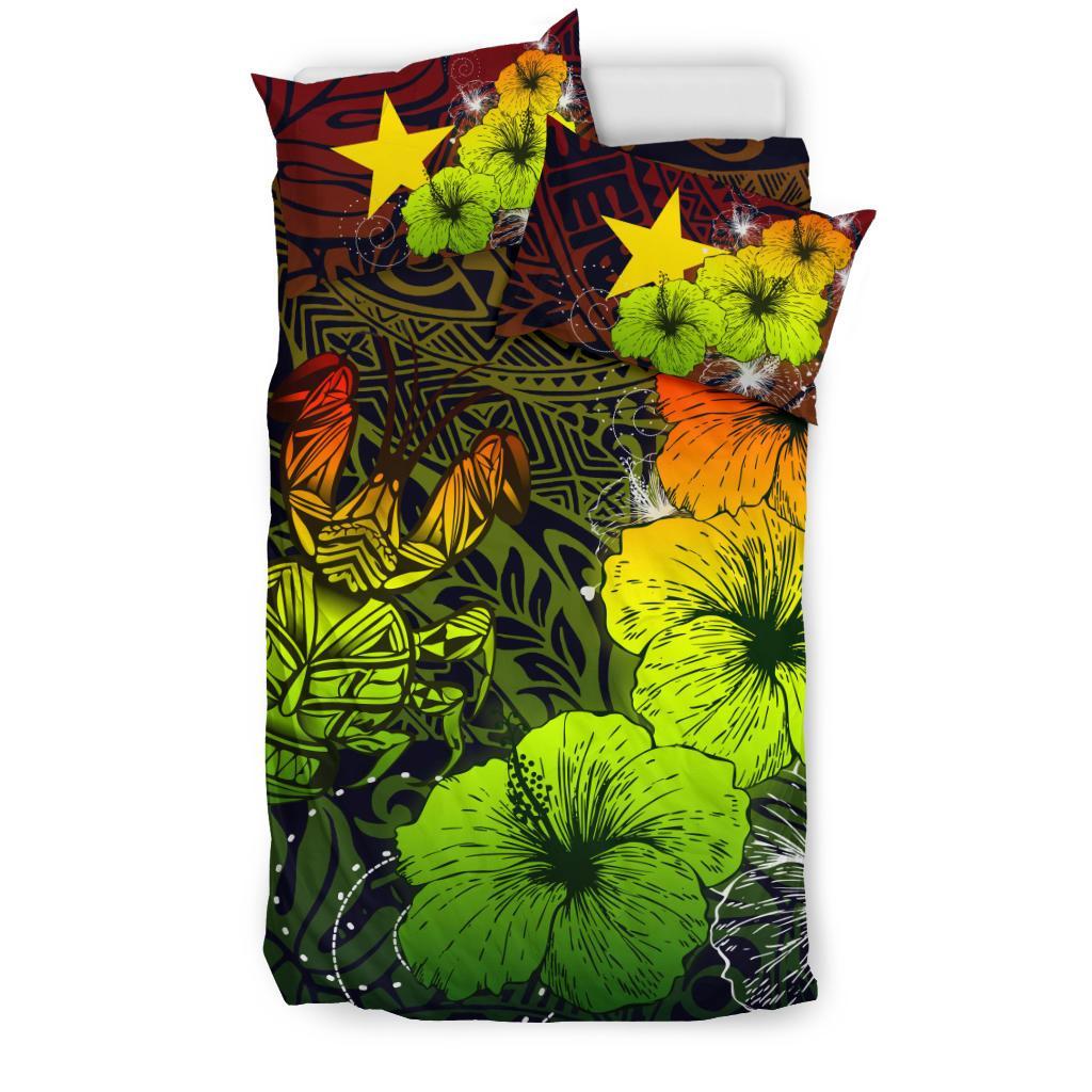 Niue Hibiscus Turtle Polynesian Bedding Set - Style Reggae - Vibe Hoodie Shop