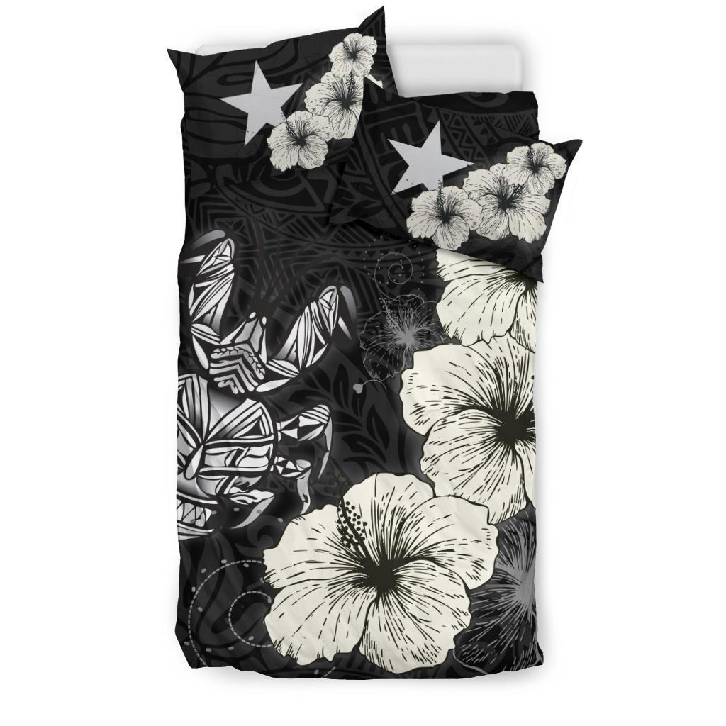 Niue Hibiscus Turtle Polynesian Bedding Set - Style Black - Vibe Hoodie Shop