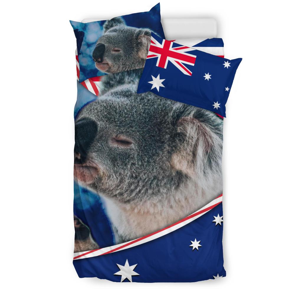 Bedding Set - Australian Flag and Coat Of Arms Bedding Set Koala 3D - Vibe Hoodie Shop