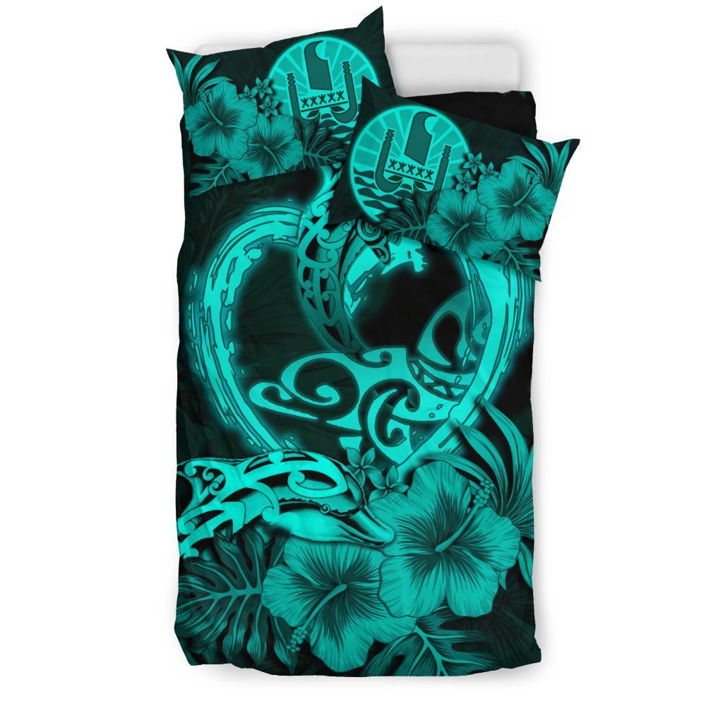 Tahiti Bedding Set I Love Dophins Duvet Cover Hibiscus - Vibe Hoodie Shop