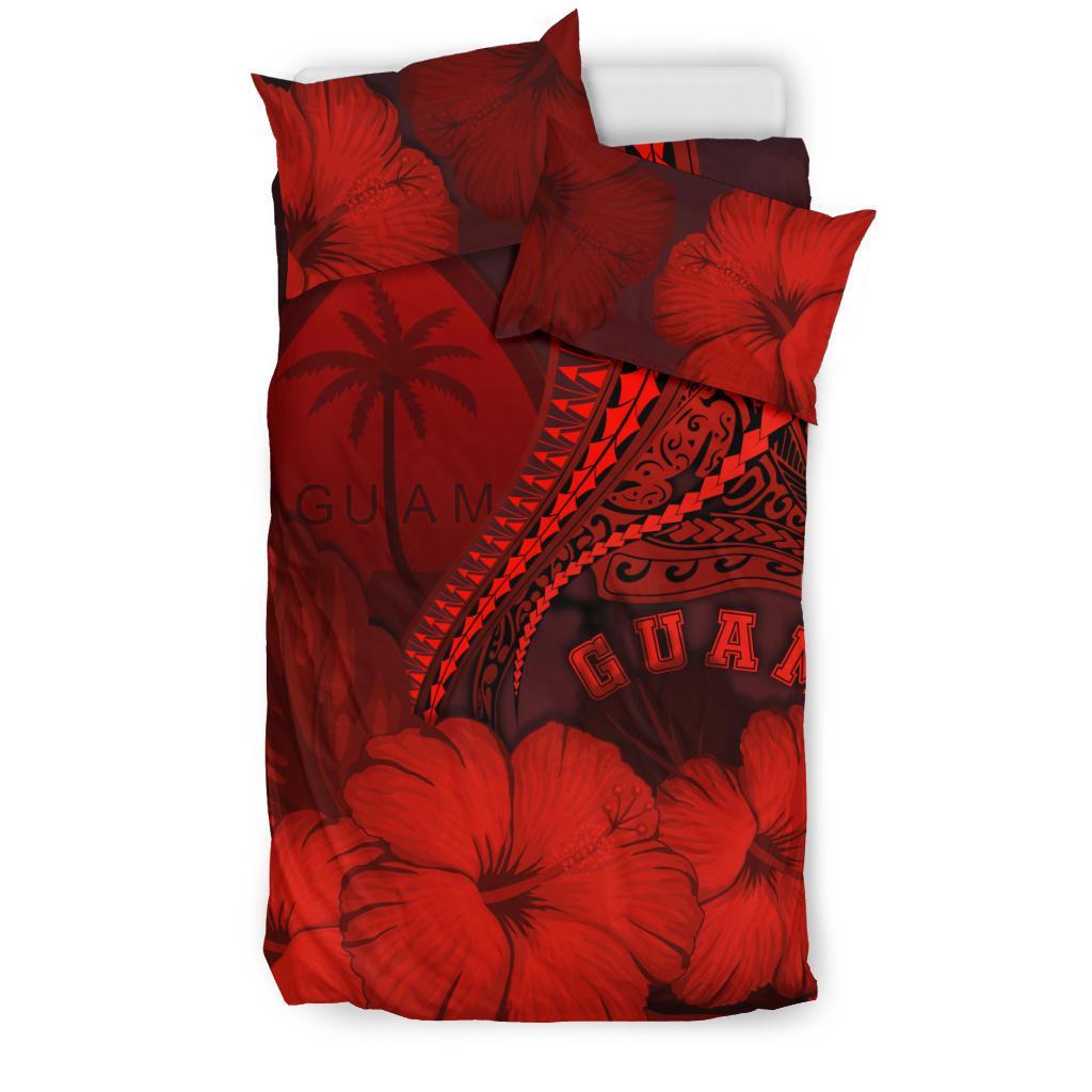 Guam Bedding Set Guam Manta Polynesian Hibiscus (Red) - Vibe Hoodie Shop