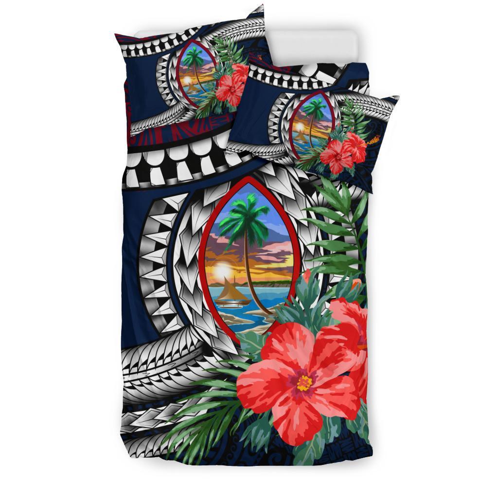 Guam Bedding Set - Polynesian Coat Of Arms Hibiscus - Vibe Hoodie Shop