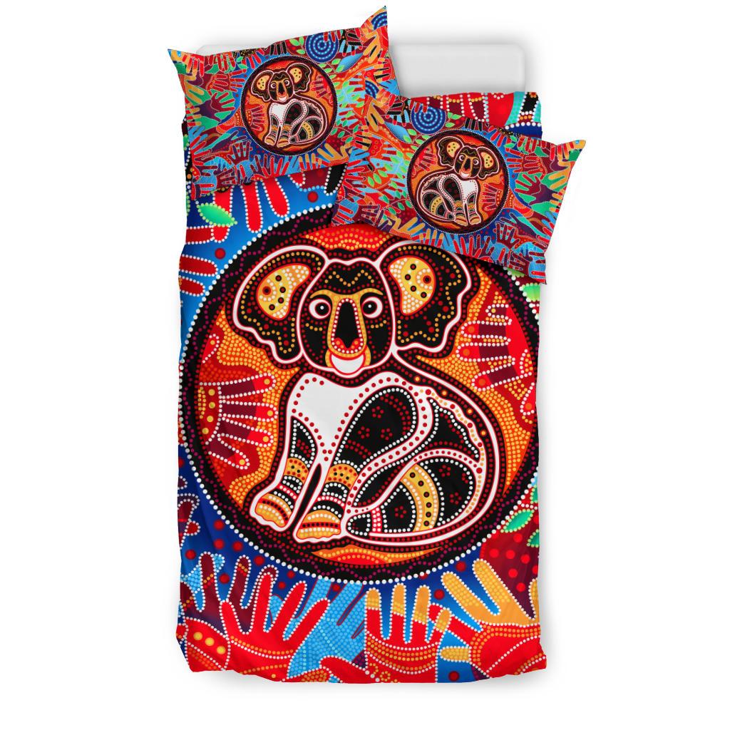 Aboriginal Bedding Set, Koala and Hand Art Dot Painting Bedding Set - Vibe Hoodie Shop