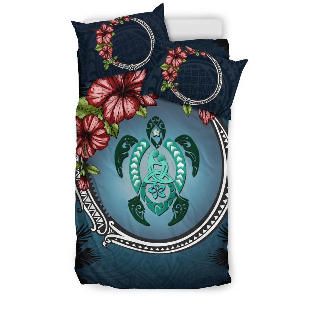 Polynesian Bedding Set - Polynesian Ohana Turtle Hibiscus Mother Son - Vibe Hoodie Shop