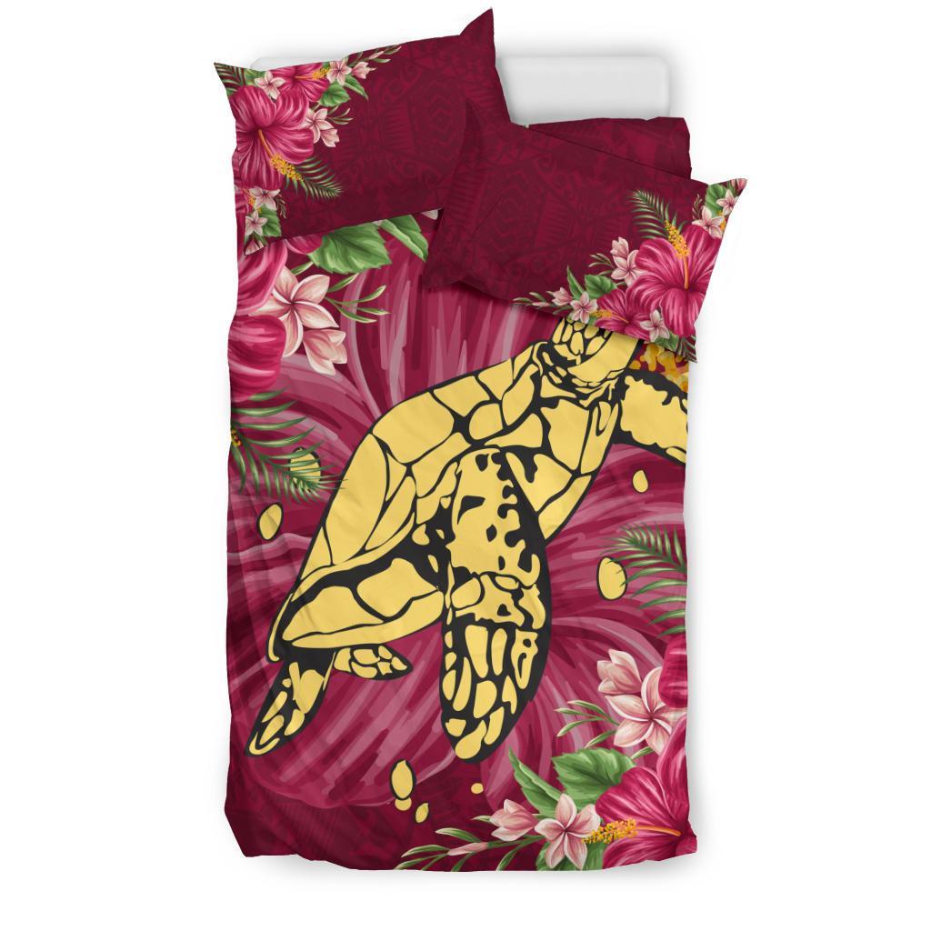 Polynesian Bedding Set - Turtle Polynesian Hibiscus - Vibe Hoodie Shop