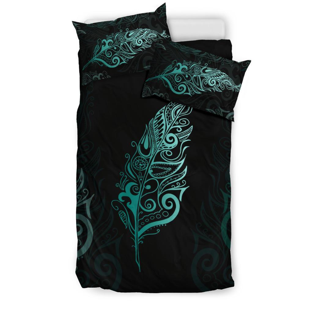 Light Silver Fern New Zealand Bedding Set - Turquoise - Vibe Hoodie Shop