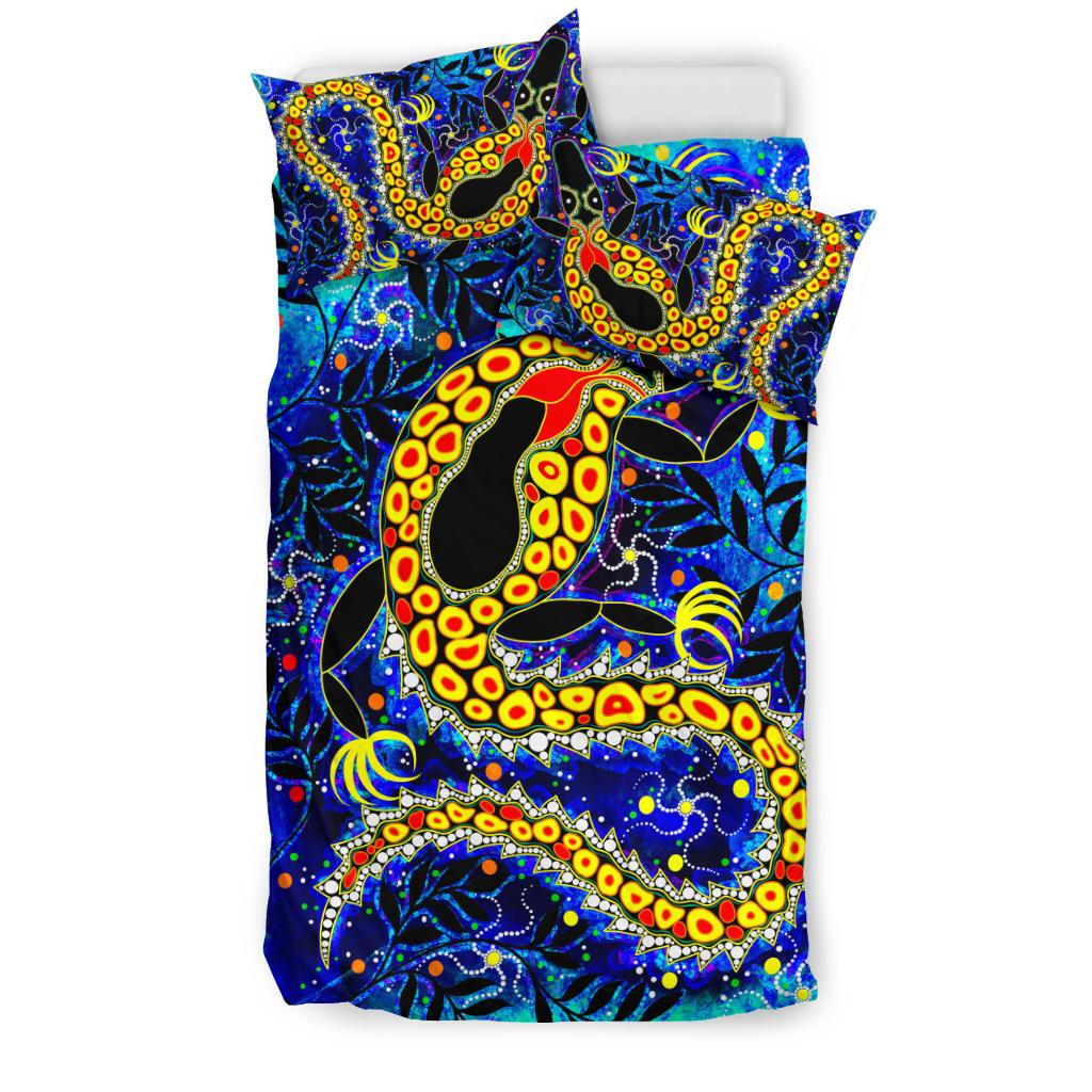 Aboriginal Bedding Set, Indigenous Crocodile - Vibe Hoodie Shop