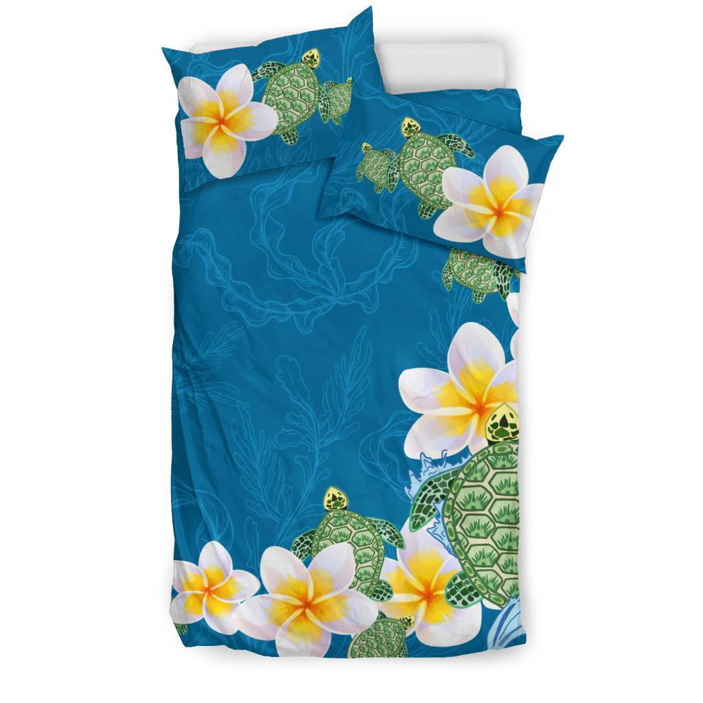 Plumeria Sea Turtle Bedding Set - Vibe Hoodie Shop