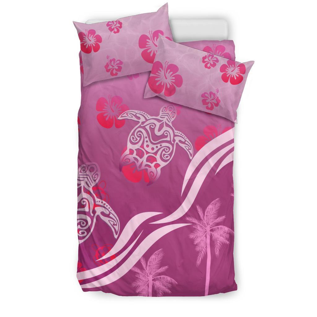 Pink Turtle Hibiscus Bedding Set - Vibe Hoodie Shop