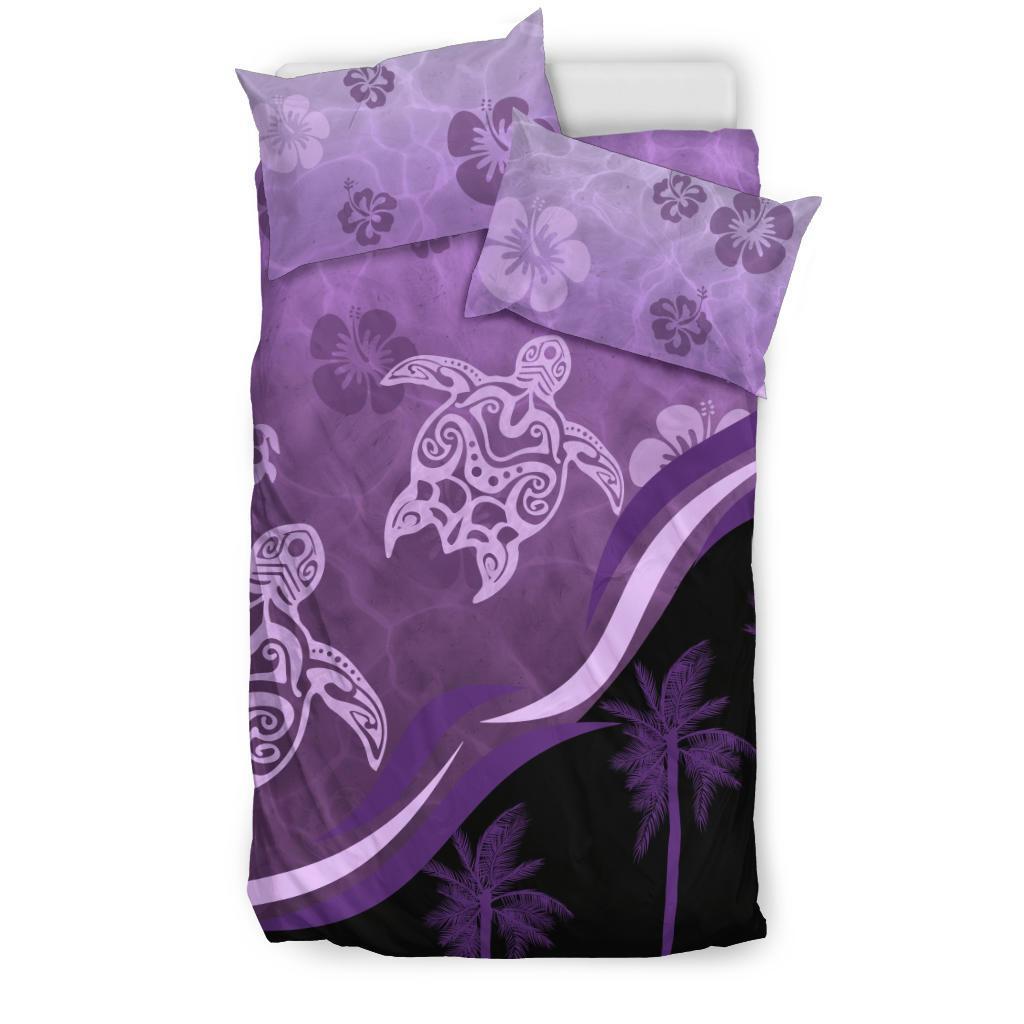 Purple Turtle Hibiscus Bedding Set - Vibe Hoodie Shop