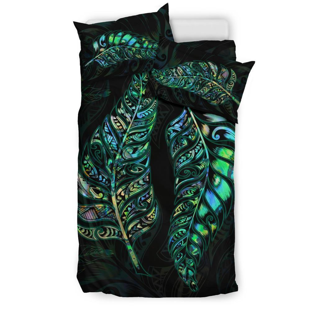 New Zealand Silver Fern Couple Bedding Set Paua Shell - Vibe Hoodie Shop